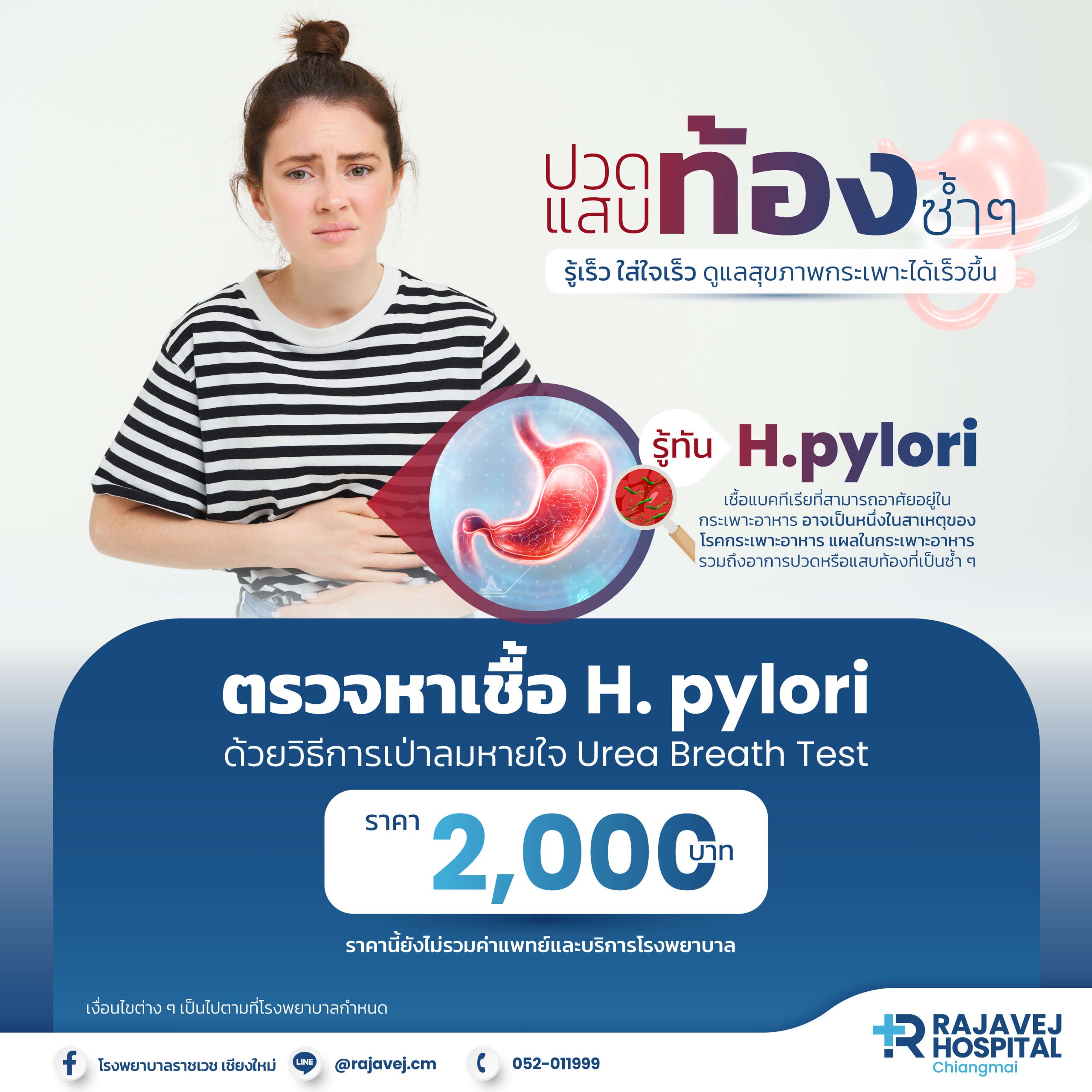 ตรวจหาเชื้อ H.Pylori (ด้วยวิธีเป่าลมหายใจ Urea Breath Test)